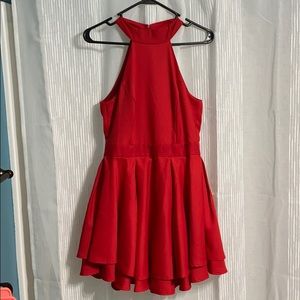 Lulus Red Open Back Flowy Skater Dress